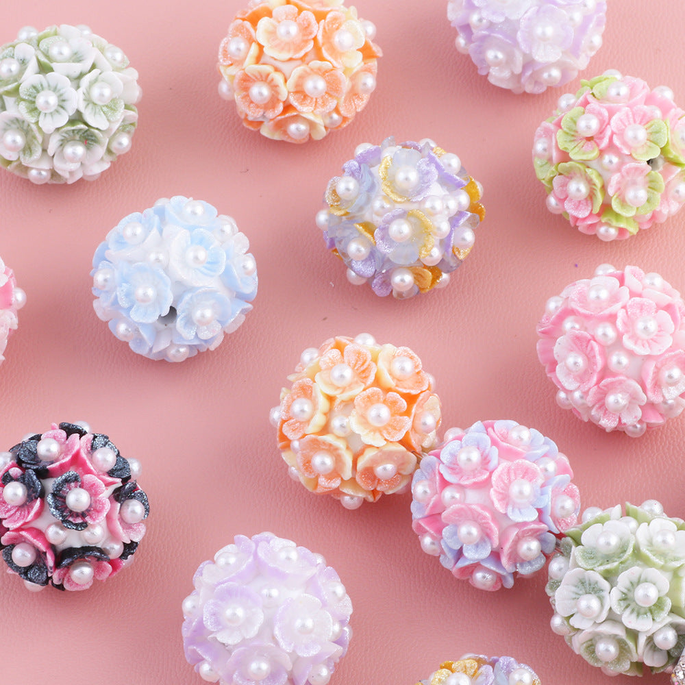 Flower Cluster Clay Beads 20mm Glow In The Dark Pastel Pearl 10pcs 2