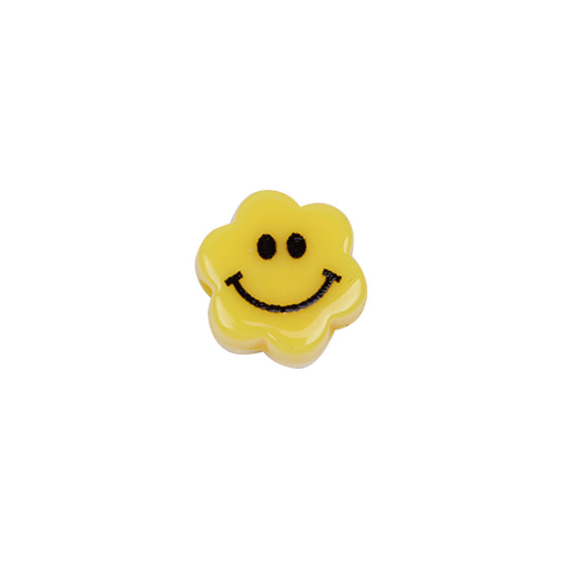 Flower Acrylic Beads 6-9mm Smiling Face Flat Pastel Mixed 100pcs 6