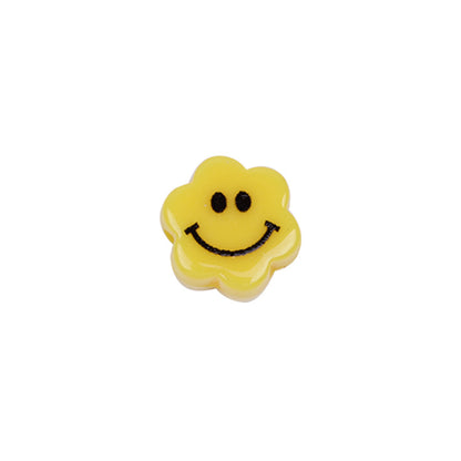 Flower Acrylic Beads 6-9mm Smiling Face Flat Pastel Mixed 100pcs 6