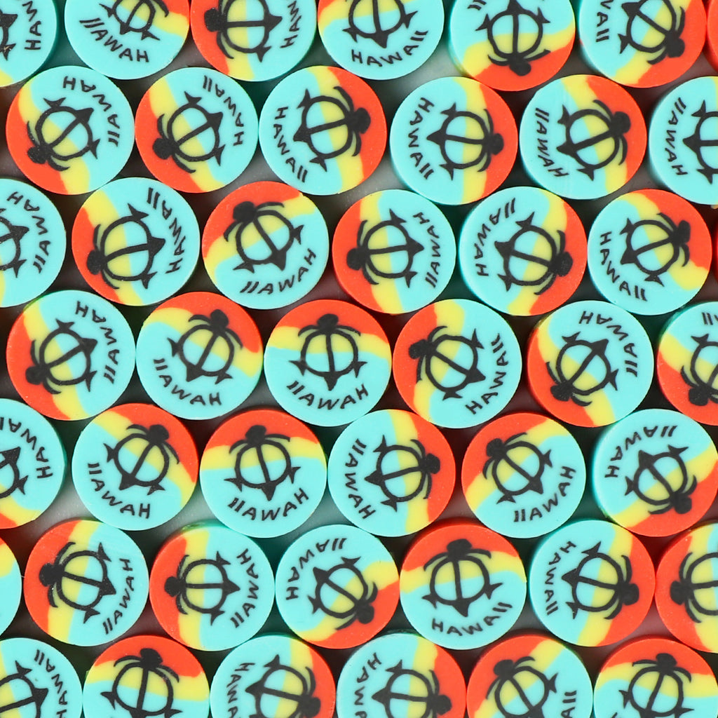 Flat Clay Beads 9mm Anchor Pattern Tropical Colors 100pcs