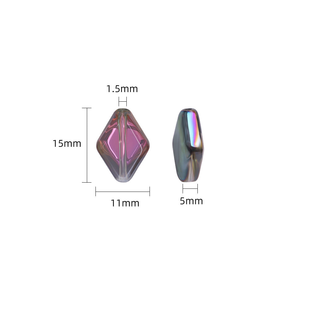 Electroplated Rhombus Glass Beads 11mm Transparent Mixed Colors 20pcs 5