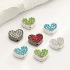 Heart Rhinestone Beads 15mm Zinc Alloy Colorful 10pcs