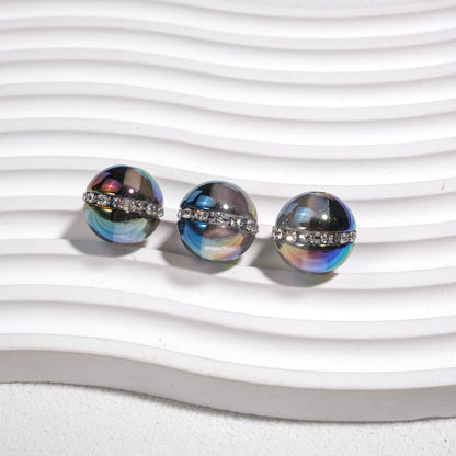 Luminous Rhinestone Chain Enlaced Resin Beads 16mm Round 10pcs 9