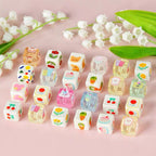 Cream Cartoon Printed Square Acrylic Beads 14mm 20pcs 4
