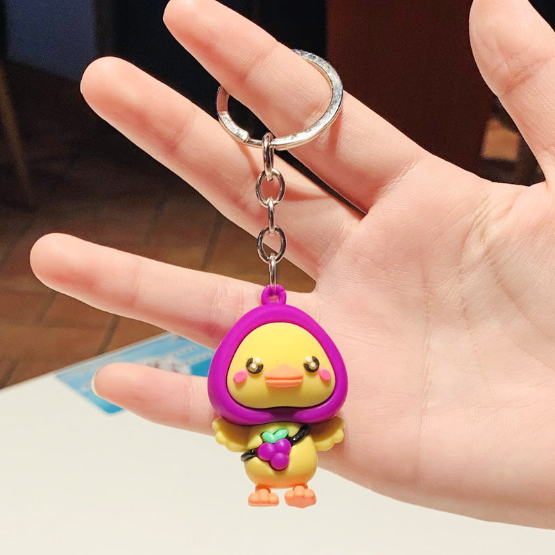 Silicone Fruit Theme Cartoon Duck Keychain Vibrant Colors 6