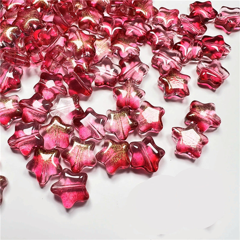 Czech Glass Beads Star 8mm Translucent Soft Color Gradient 50pcs 15