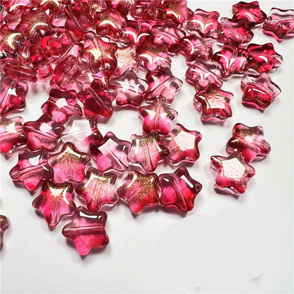 Czech Glass Beads Star 8mm Translucent Soft Color Gradient 50pcs 15