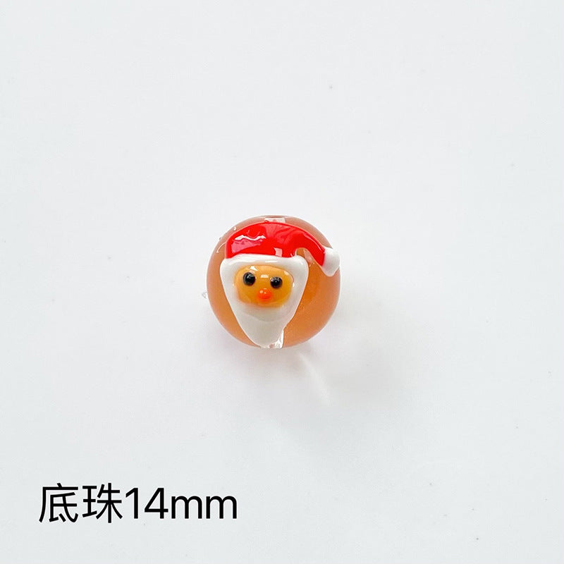 Hand Painted Christmas Enamel Glass Beads 12mm 14mm 1pc 38