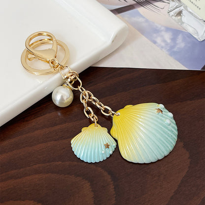 Gradient Shell Alloy Keychain with Pearl and Star Accents 7