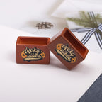 Painted Square Acrylic Beads 21x13x11mm Vintage Plate Design 10pcs 4