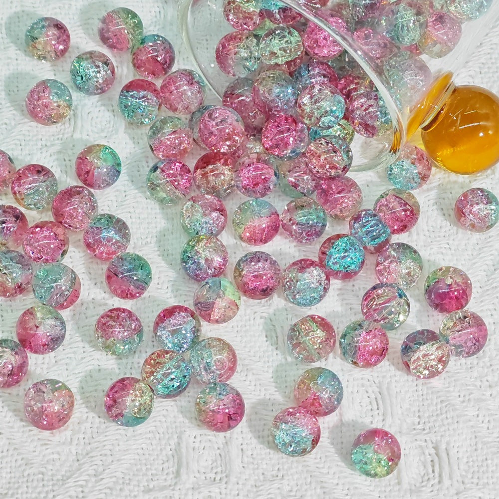 Crackle Glass Beads Round 10mm Transparent Mixed Colors 50pcs 73