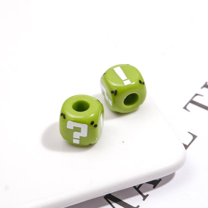 Painted Square Acrylic Beads 11mm Large Hole Question Mark 50pcs 15