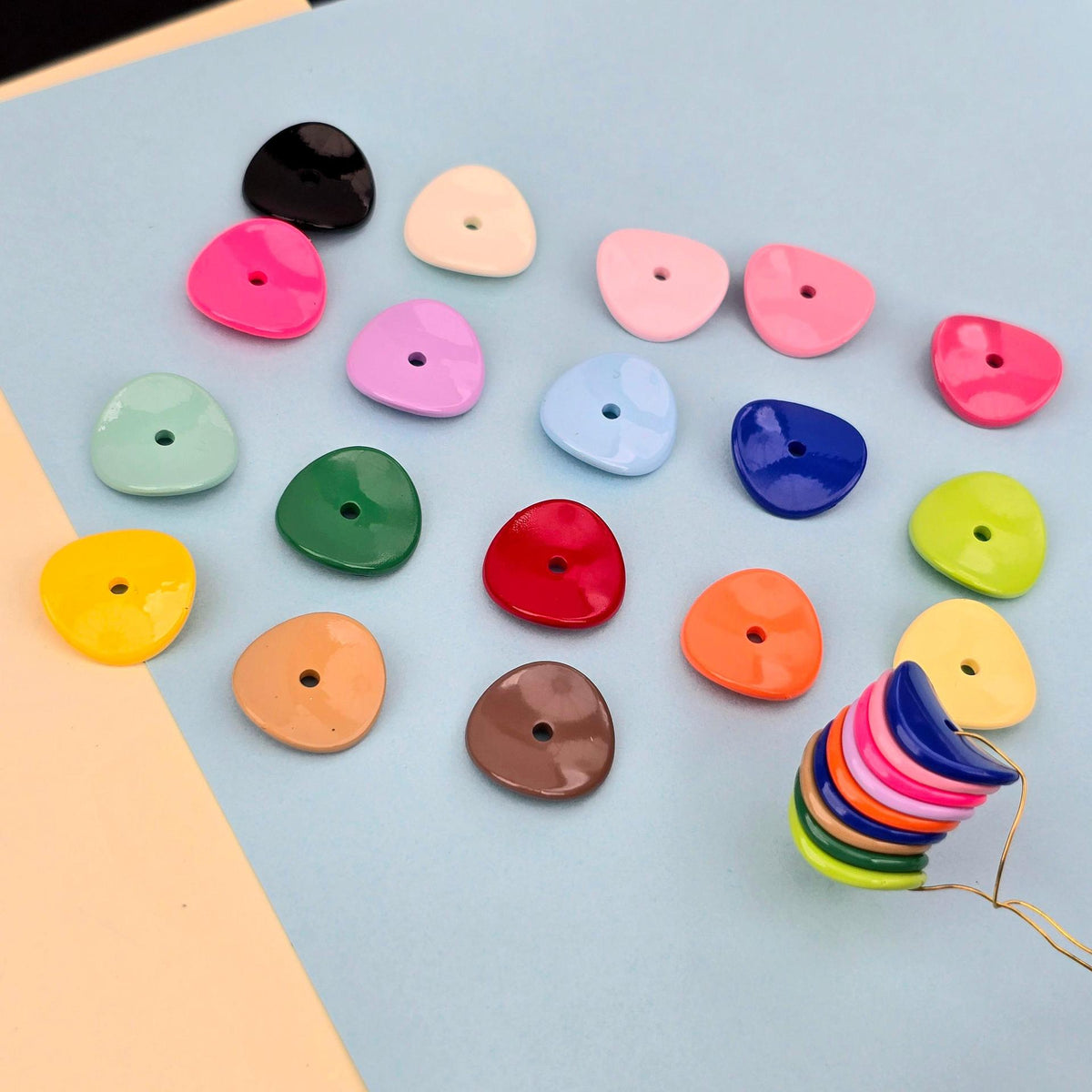 Acrylic Potato Chips Spacer Beads 14mm Baking Painted 20pcs