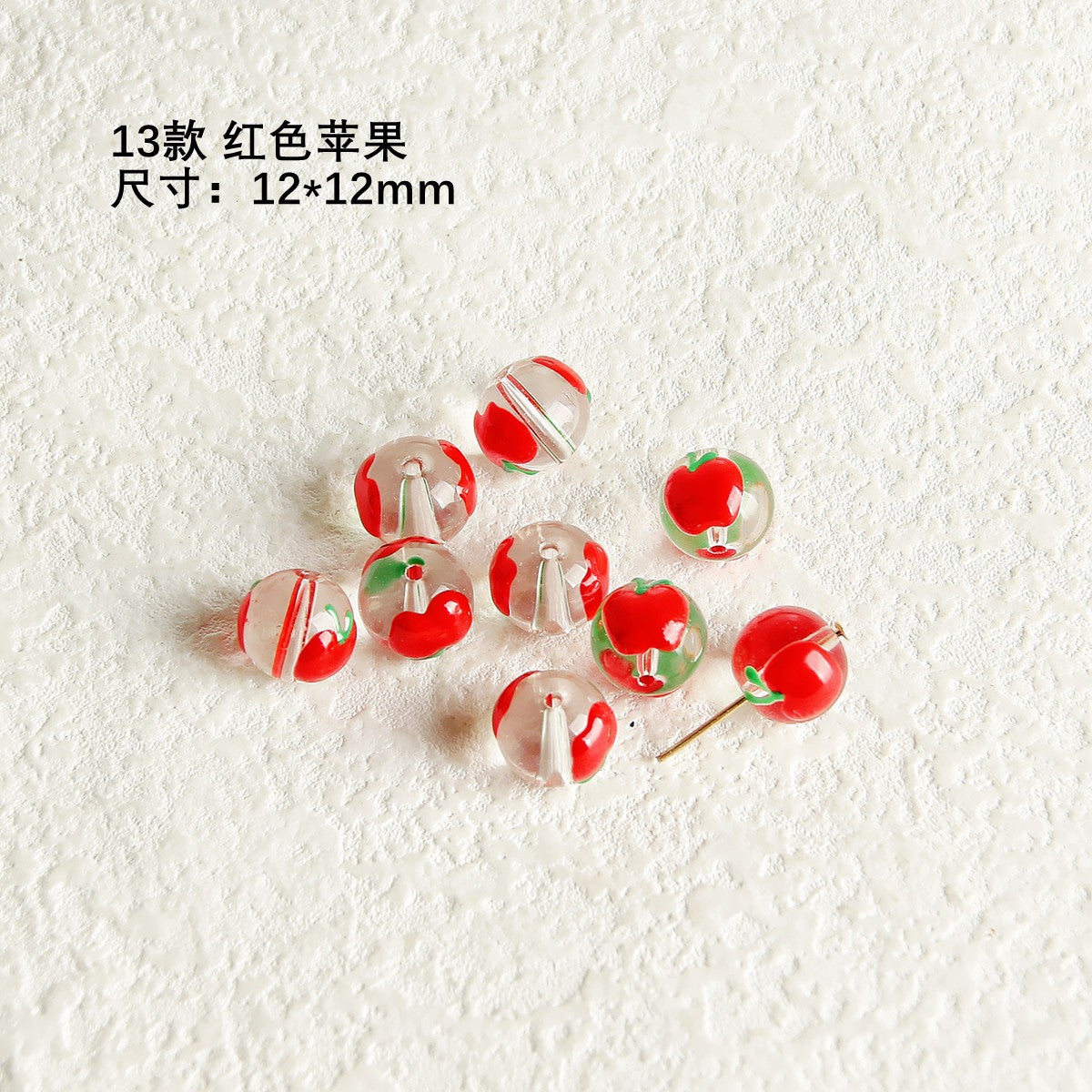 Hand Painted Transparent Glass Beads 12-14mm Christmas Series 1pc 6