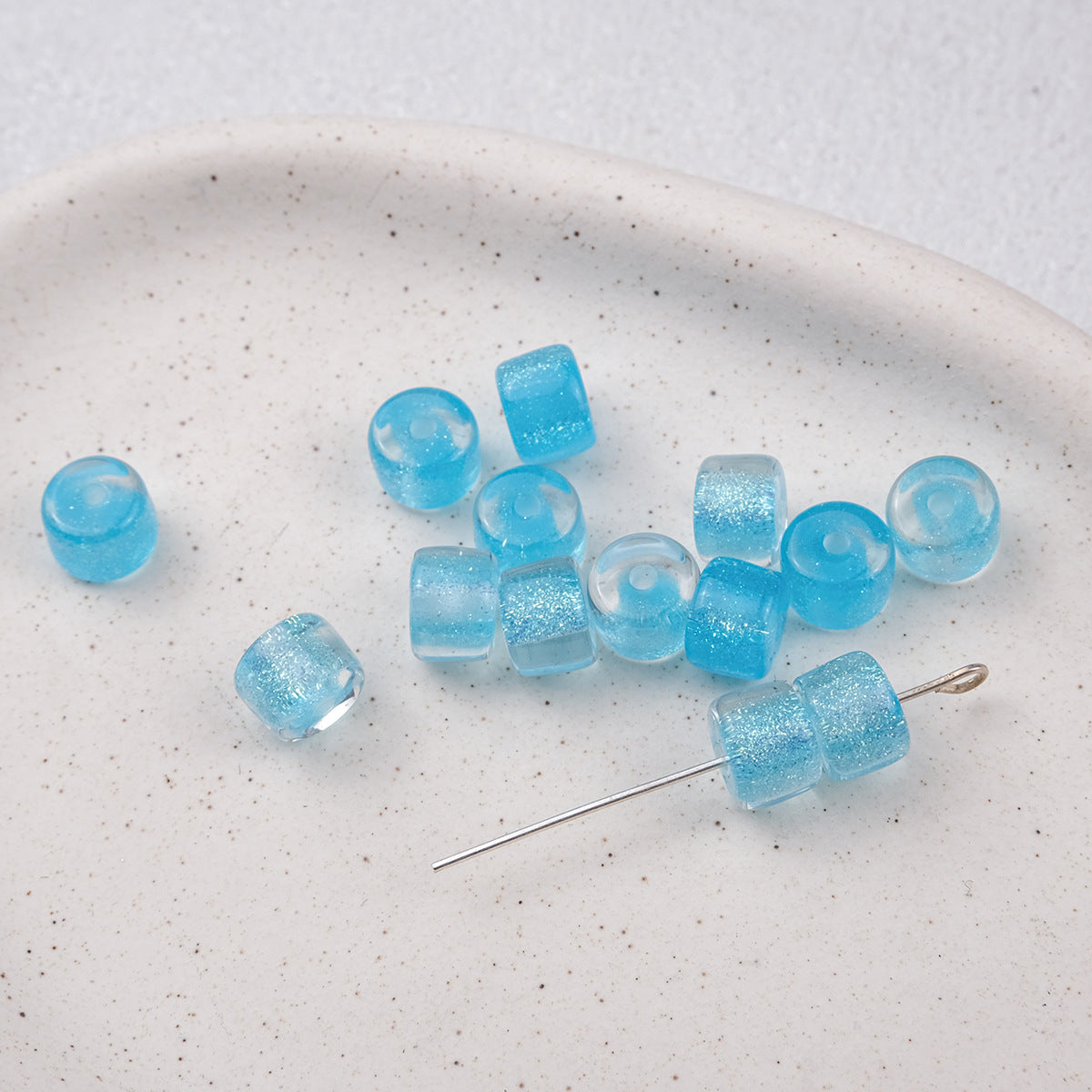 Clear Glitter Resin Barrel Beads 6 8mm Mixed Colors 50pcs 10