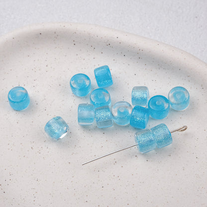Clear Glitter Resin Barrel Beads 6 8mm Mixed Colors 50pcs 10