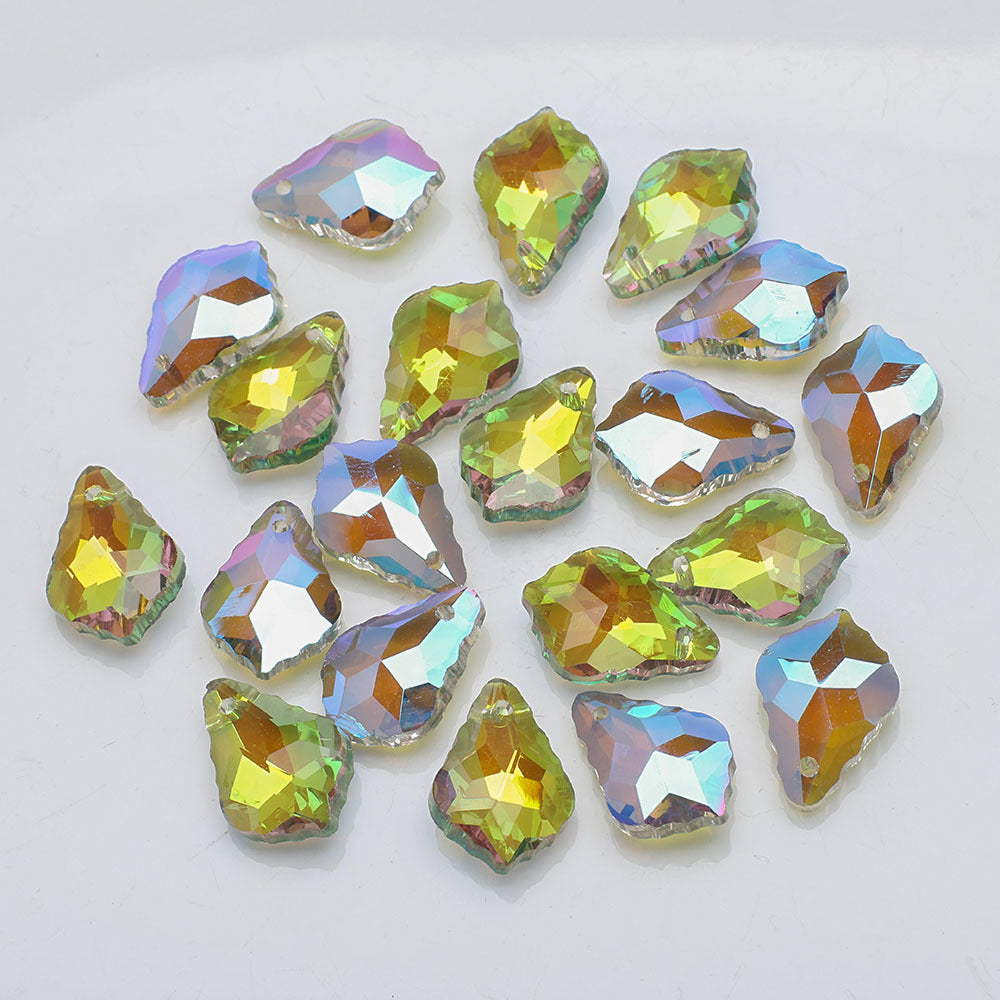 Electroplated Maple Leaf Glass Beads 11x16mm Double-Sided Single Hole 30pcs 33