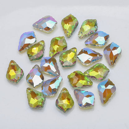 Electroplated Maple Leaf Glass Beads 11x16mm Double-Sided Single Hole 30pcs 33