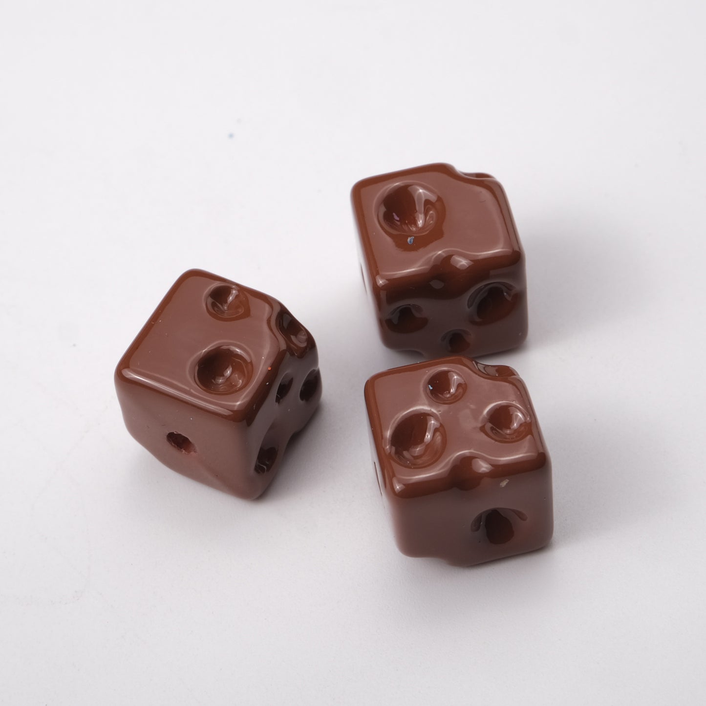 Painted Square Acrylic Beads 14mm Colored Baking Cheese Style 100pcs 14