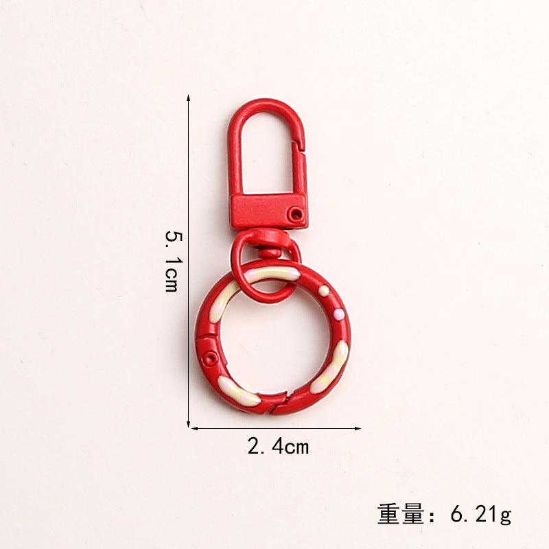 Zinc Alloy Donut Keychain Clasps Spray Painted Hand Paint 51mm 10pcs 3