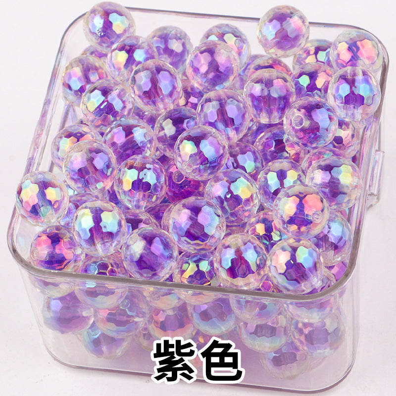 Iridescent Faceted Acrylic Beads 16mm Colorful Mixed 50pcs 14