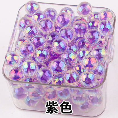 Iridescent Faceted Acrylic Beads 16mm Colorful Mixed 50pcs 14