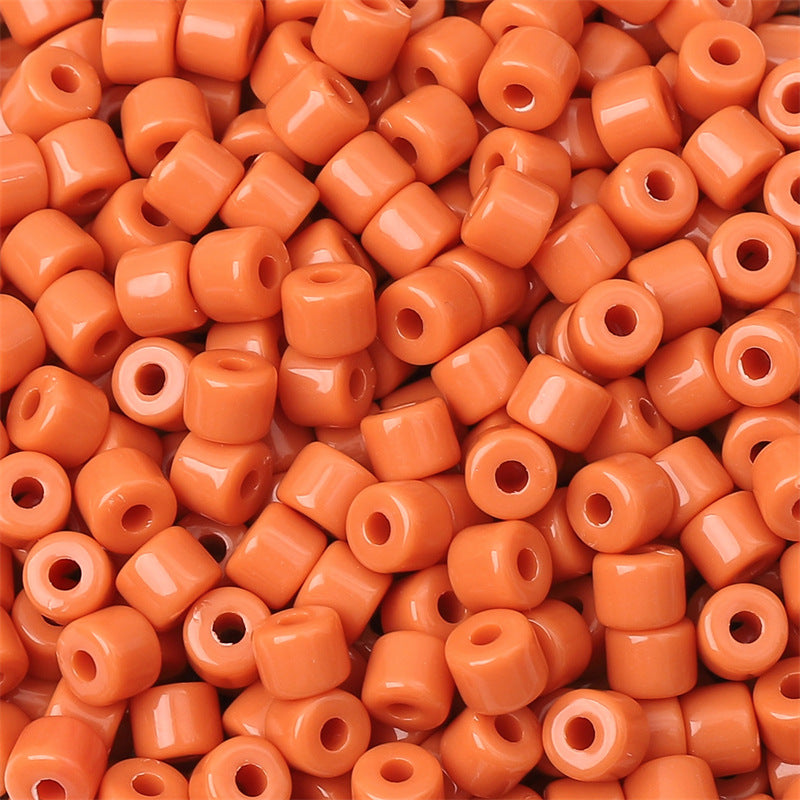 Cream Colored Pony Beads Acrylic 6mm Matte Wide Hole 50pcs 15