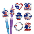 Silicone Focal Beads Independence Day Patriotic Message Design 20pcs 3
