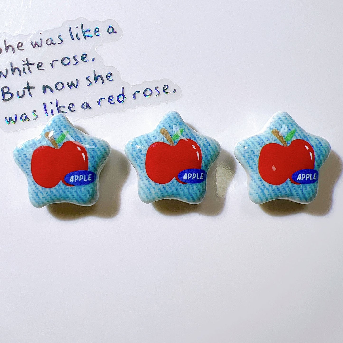 Denim Blue Star Acrylic Beads 26mm Glossy Red Accents 10pcs 7