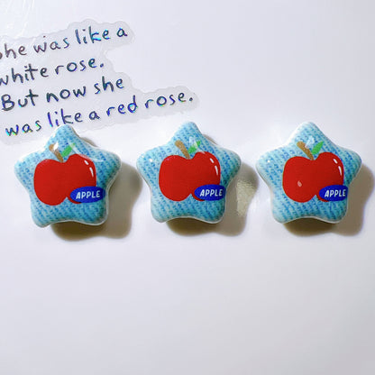 Denim Blue Star Acrylic Beads 26mm Glossy Red Accents 10pcs 7