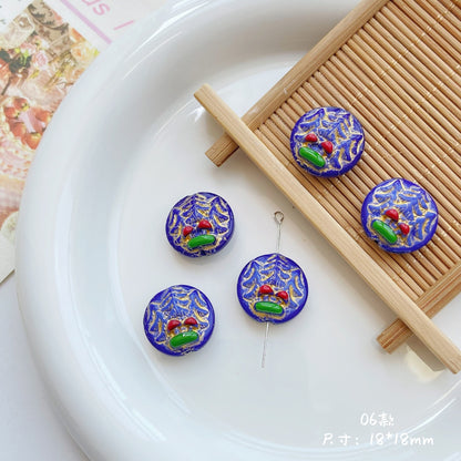 Forest Series Gilded Lampwork Glass Beads Nature Inspired Vintage 10pcs 9