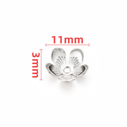 Stainless Steel Flower Metal Beads Vintage Style Bead Caps 100pcs 9