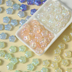 Plating Chunky Five-Petal Flower Resin Beads 13mm Iridescent Pastel 10pcs