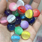 Imitation Opal Plaid Pattern Resin Beads 16mm Glossy Mixed Colors 100pcs