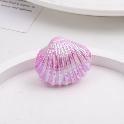 Plating Shell Acrylic Beads 30mm Two Tone Iridescent Scallop 10pcs 7