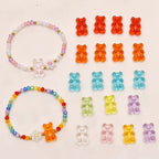 Clear Candy Colored Teddy Bear Acrylic Beads 12x18mm 10pcs