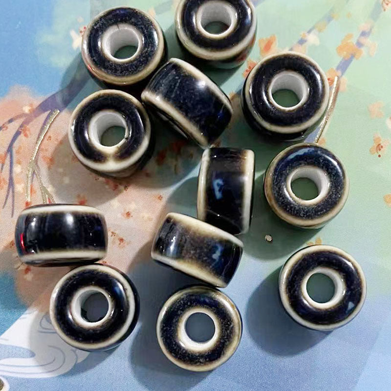 Ceramic Flat Spacer Beads 10mm Ethnic Style 50pcs 6