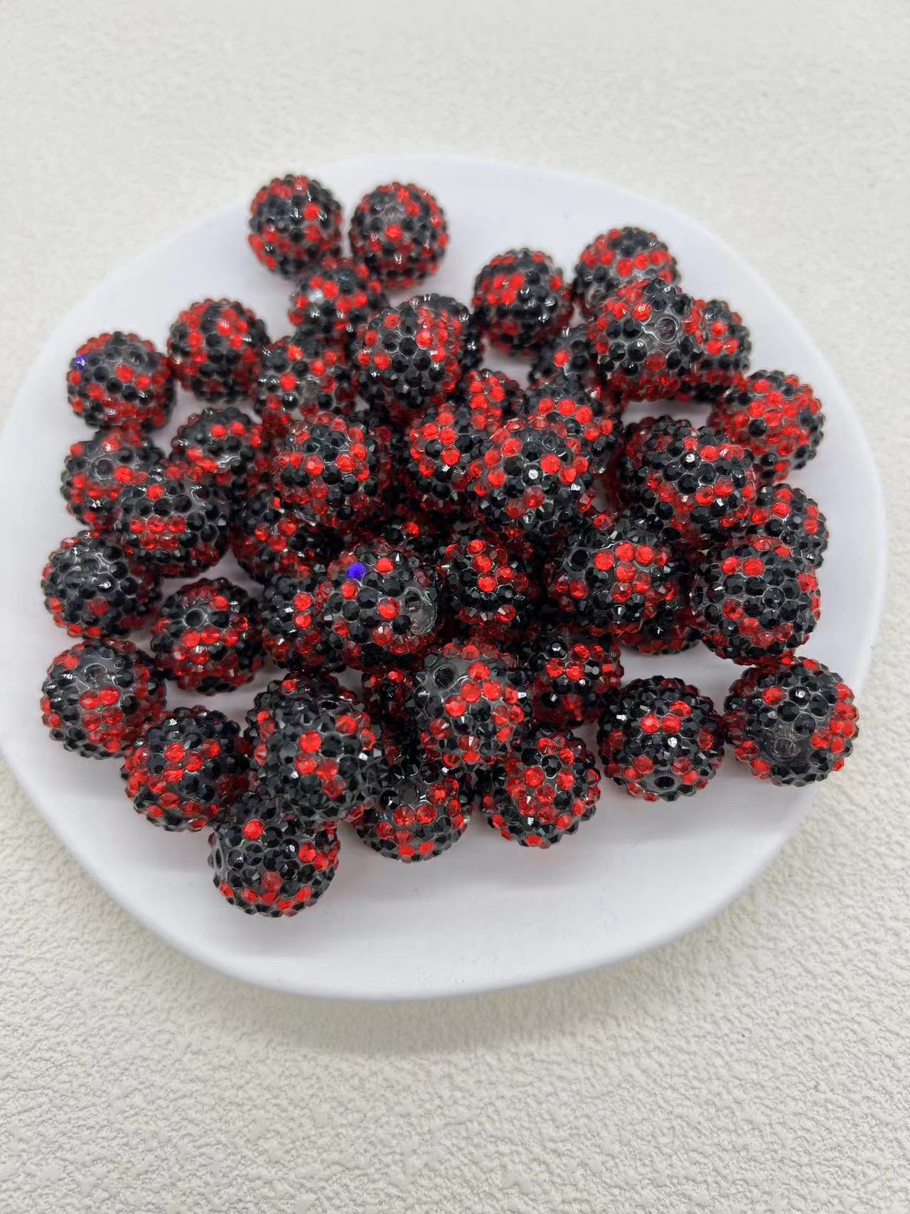 Rhinestone Bubblegum Beads 20mm Color-Mixing Resin Sparkle 50pcs 7