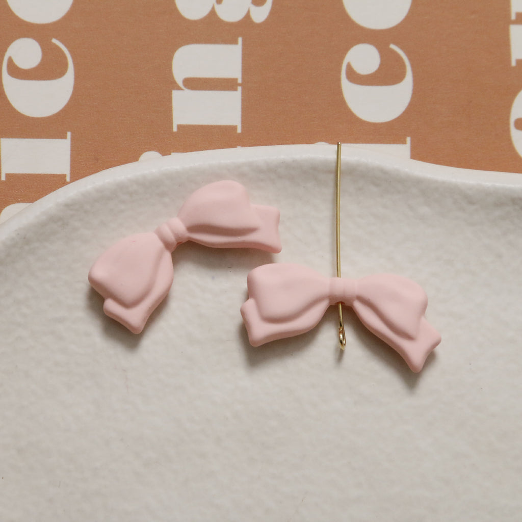 Rubberized Spray Painted Sweet Bow Acrylic Beads 13x29mm 2pcs 4