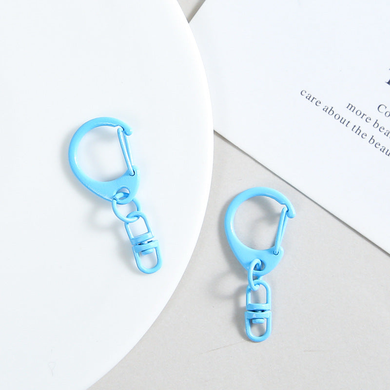 Zinc Alloy D Shaped Colorful Buckle Keychain Clasps 20pcs 38mm 13