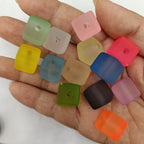 Rubberized Ice Texture Square Acrylic Beads 14mm Frosted Matte 100pcs