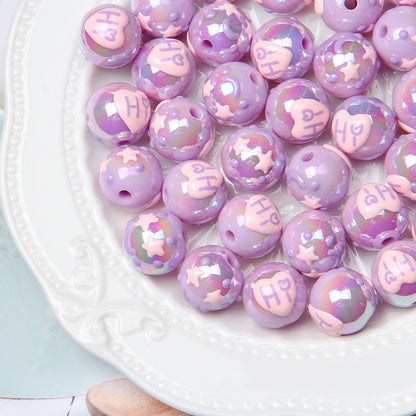Hand Painted Cat Claw Strawberry Series Acrylic Beads 16mm 10pcs 22