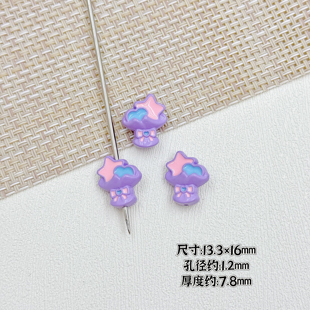 Bouquet and Heart Gift Box Metal Beads 13mm 16mm Pastel Painted 10pcs 7