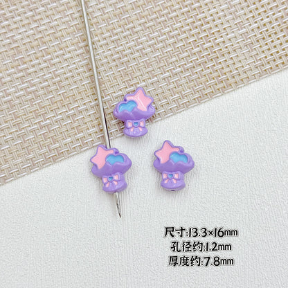 Bouquet and Heart Gift Box Metal Beads 13mm 16mm Pastel Painted 10pcs 7