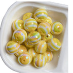 UV Plating Colorful Lollipop Striped Resin Beads 16mm 10pcs 5