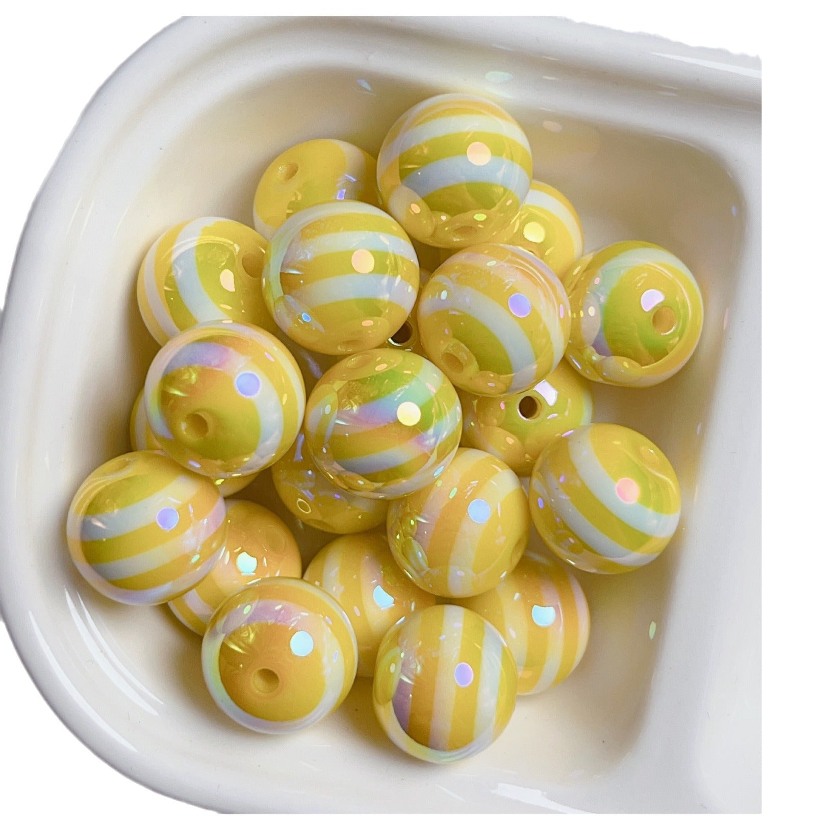 UV Plating Colorful Lollipop Striped Resin Beads 16mm 10pcs 5