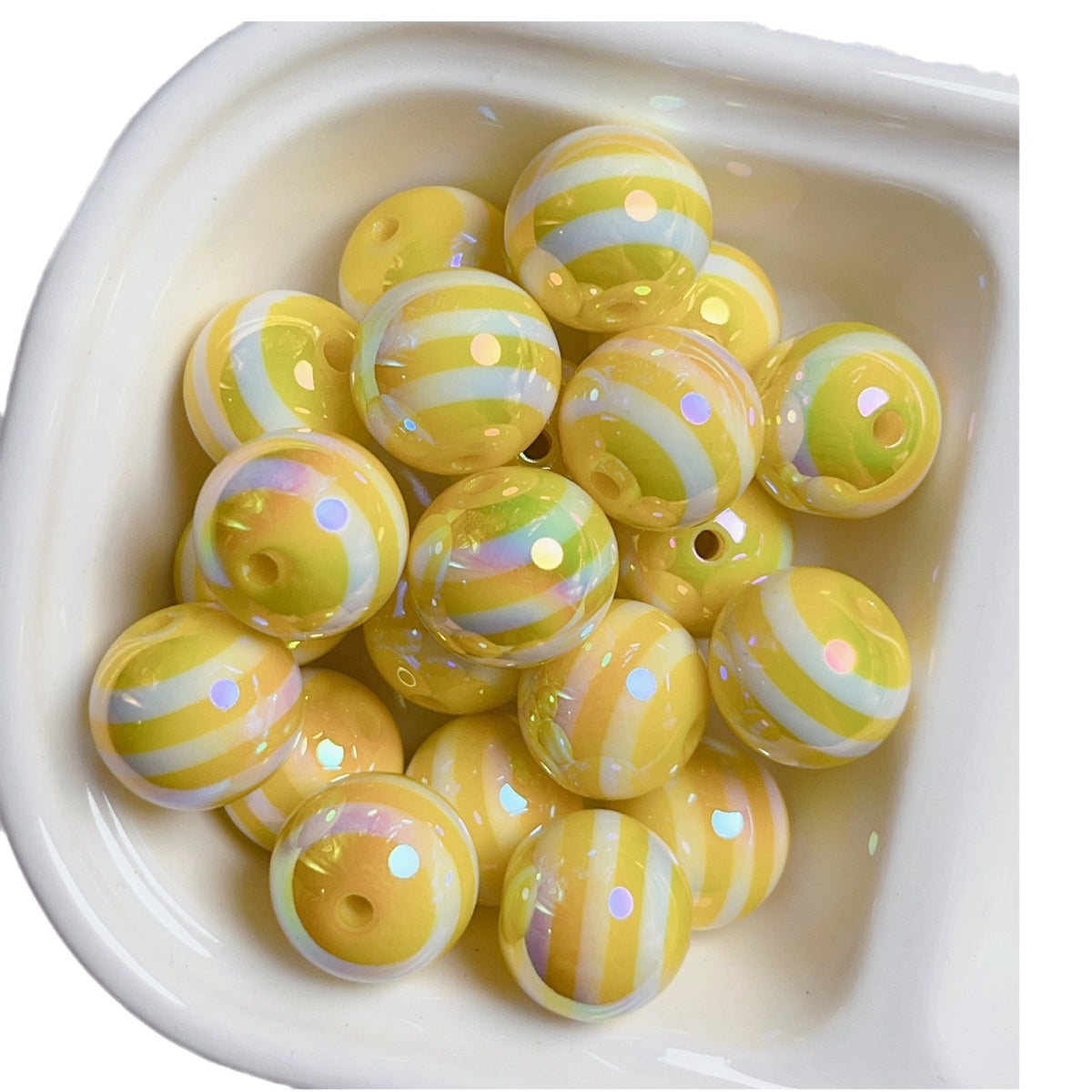 UV Plating Colorful Lollipop Striped Resin Beads 16mm 10pcs 5