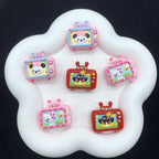 Hand Painted TV Enamel Acrylic Beads 30mm Colorful Animal Faces 4pcs