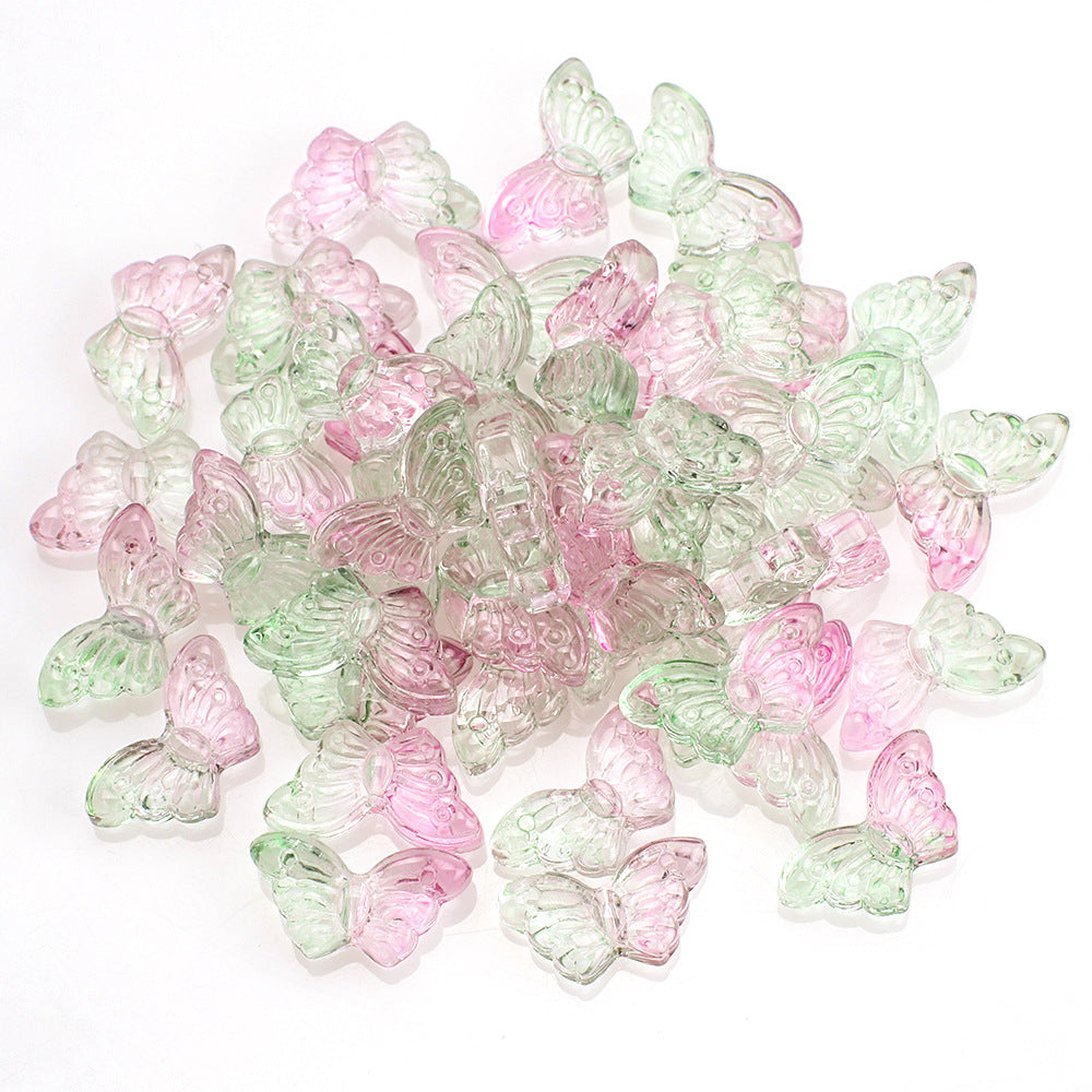 Czech Glass Beads Butterfly 8 15mm Dual Color Gradient Transparent 50pcs 9
