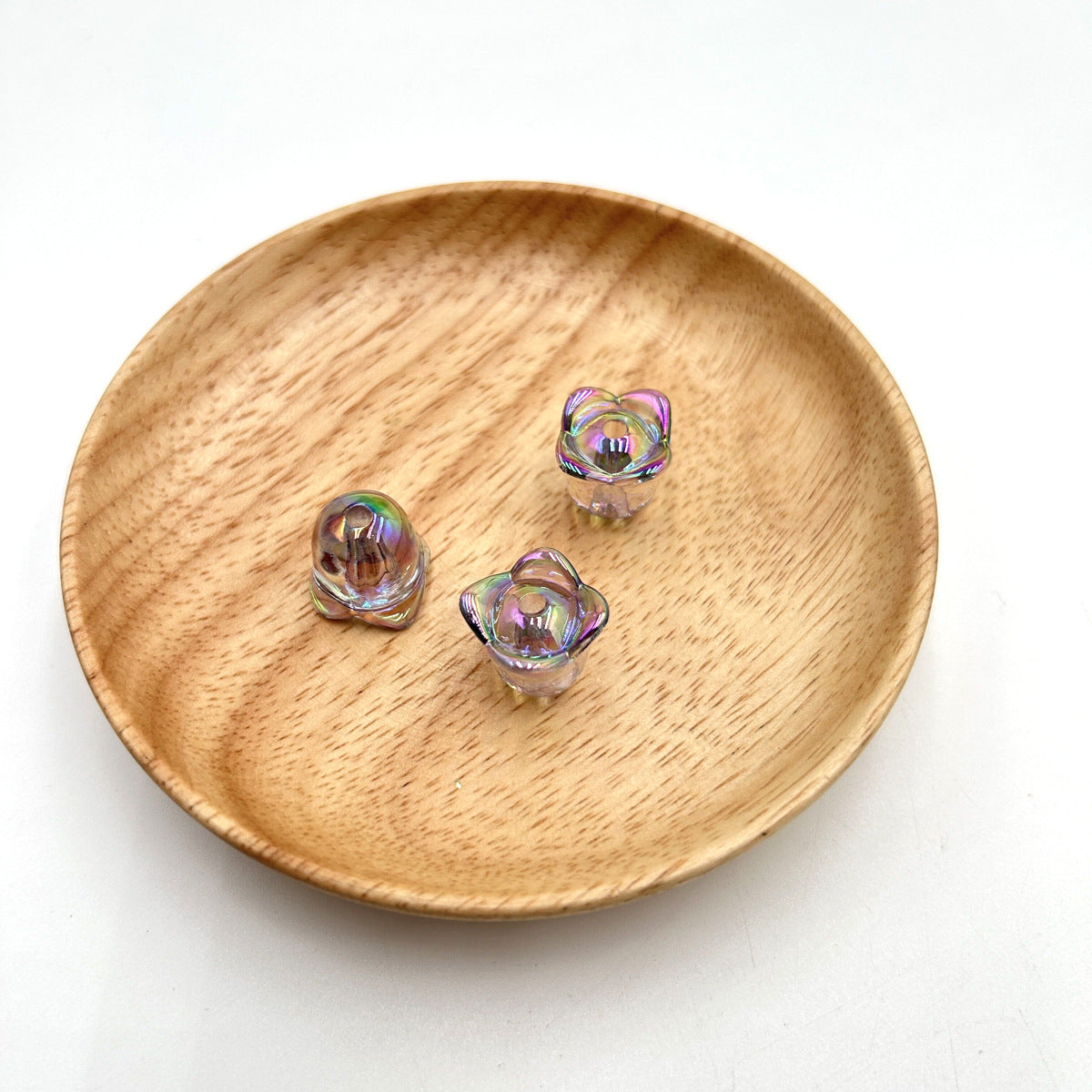 Transparent UV Plating Lily Valley Flower Acrylic Beads 14mm 10pcs 11